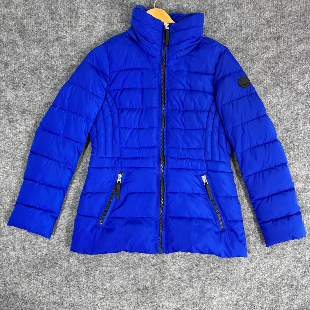 Calvin Klein Performance Puffer Jacket Quilted Women Small Blue Polyester EUC